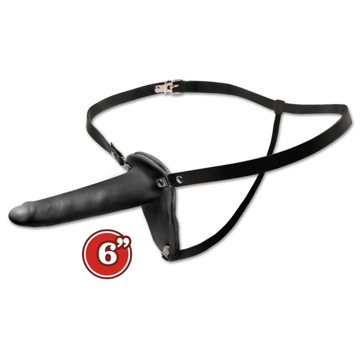 Set Strap-On Fetish Fantasy, 15cm, negru, material PVC, latex, spandex