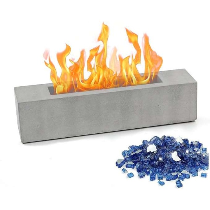 Focar semineu de masa CE, rectangular, 38x8,5cm, gri deschis