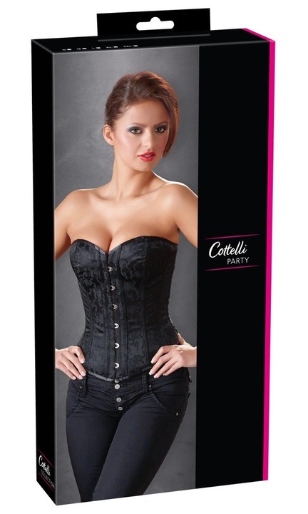 Fűző szexi Cottelli, fekete brokát, anatómiai szabás, L INTL