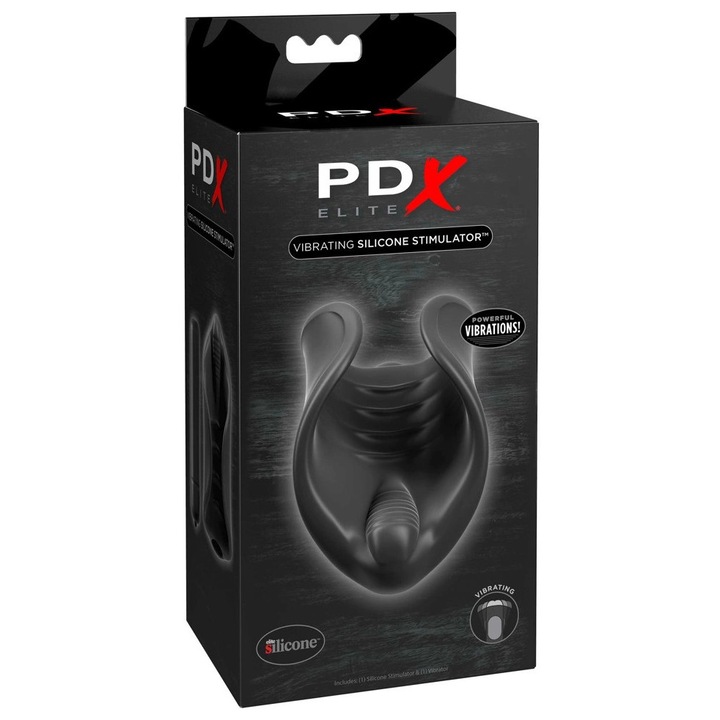 Vibrációs maszk, PDX Elite, rugalmas, 8 cm, fekete, orvosi szilikon