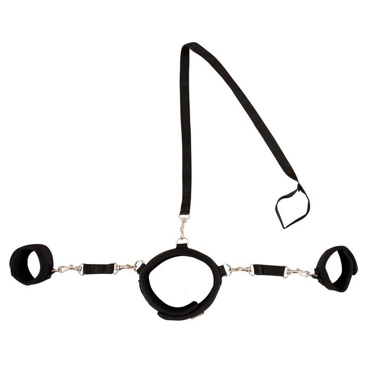 Set BDSM, Fetish Fantasy, Negru, Material Poliamida si Metal, Regabil