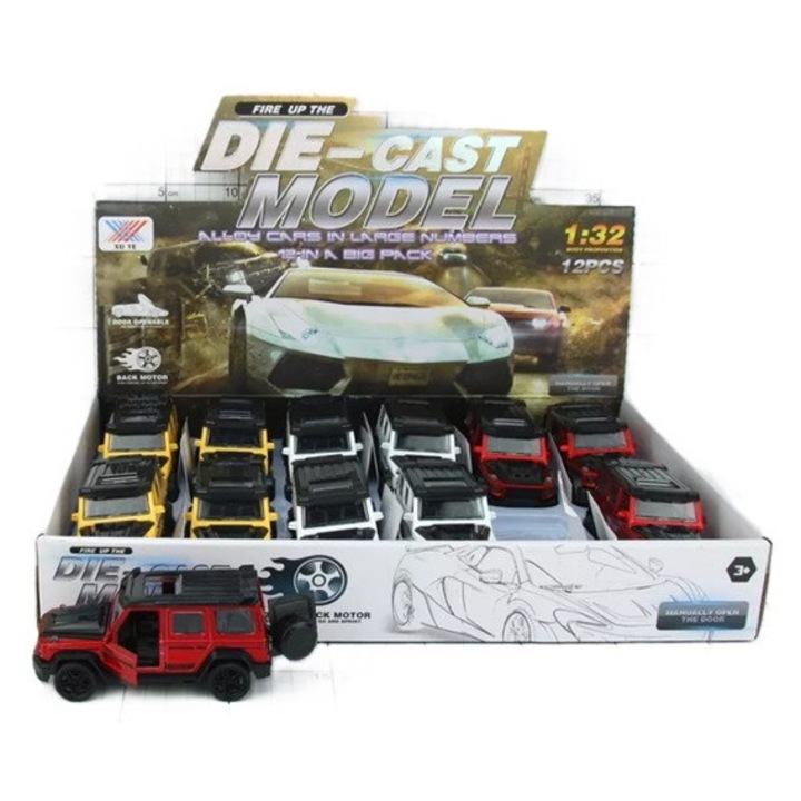 Jeep metalic 1:32, detalii realiste, culoare aleatorie, 1 bucata