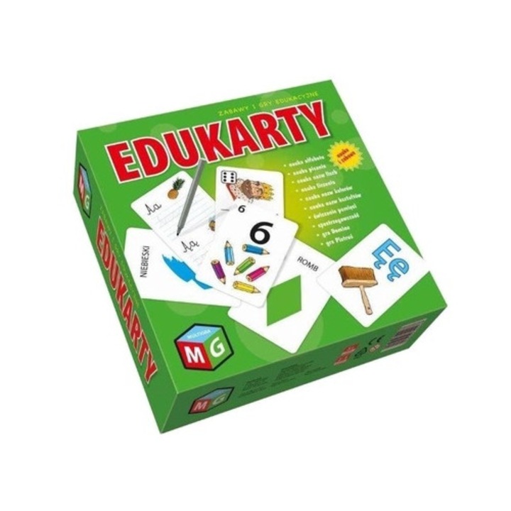 Edukarty W 00068, set 96 carti educative, invatare alfabet, numere, multicolor