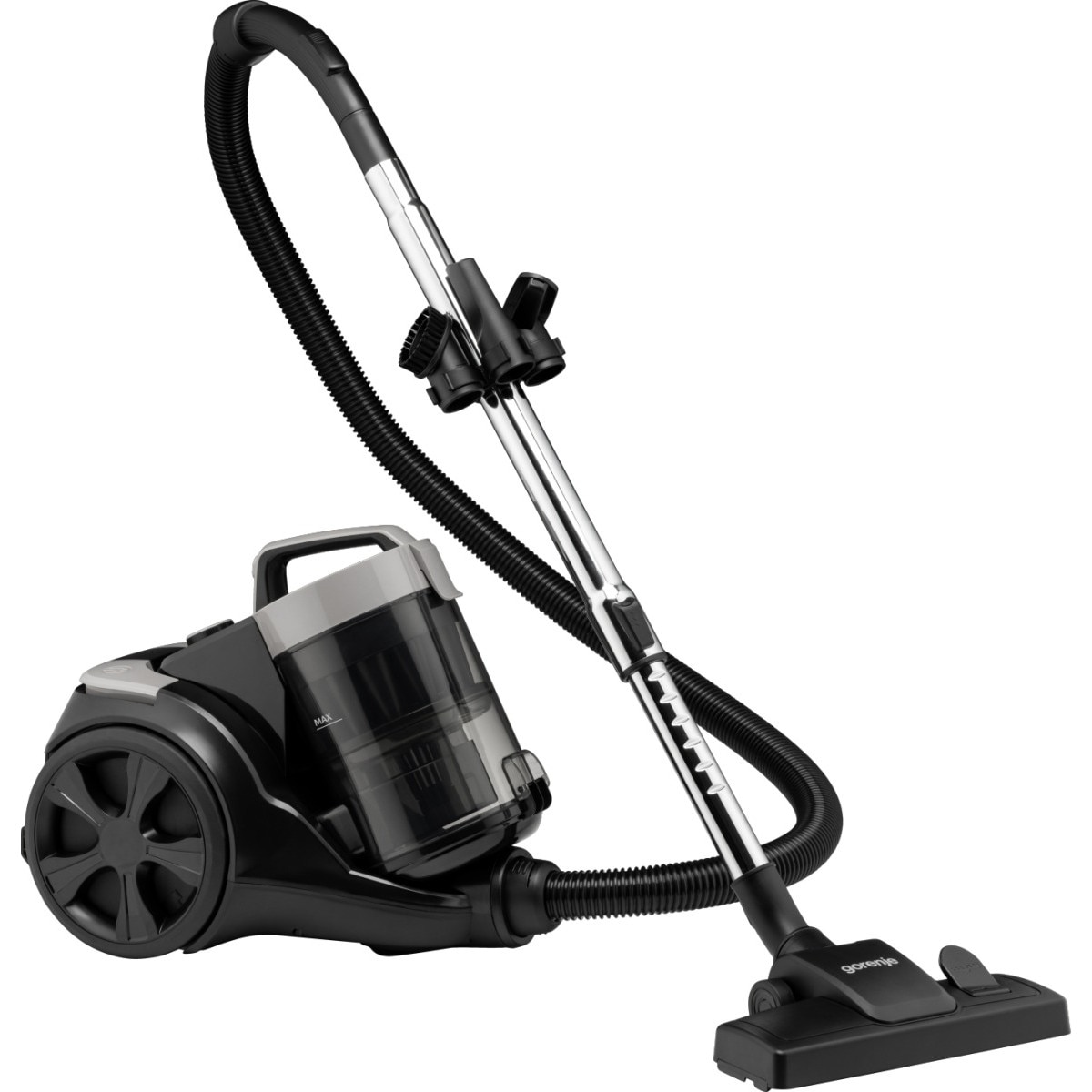 Aspirator fara sac Gorenje VCE01TABKG, 850 W, 3.3 l, Tehnologie Multiciclonica, Filtrare HEPA dubla, Gri-Negru