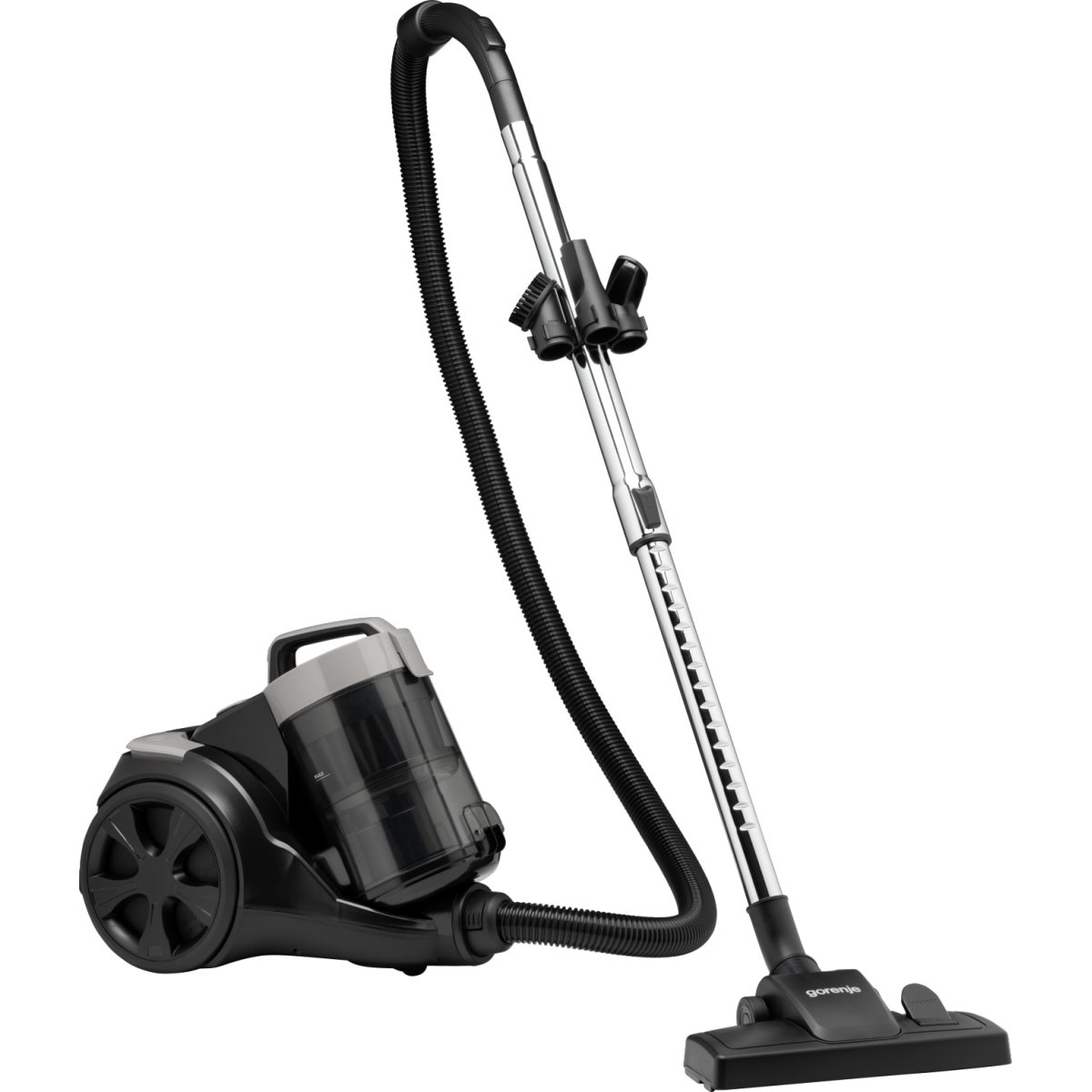 Aspirator fara sac Gorenje VCE01TABKG, 850 W, 3.3 l, Tehnologie Multiciclonica, Filtrare HEPA dubla, Gri-Negru
