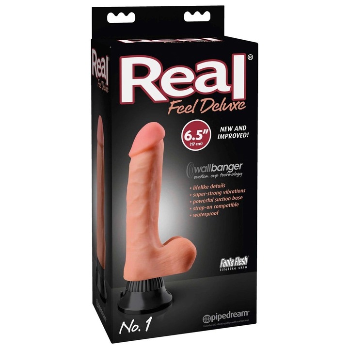 Vibrátor Real Feel Deluxe 22 cm, naturista, Fanta Flesh, 4,8 cm átmérőjű, vízálló