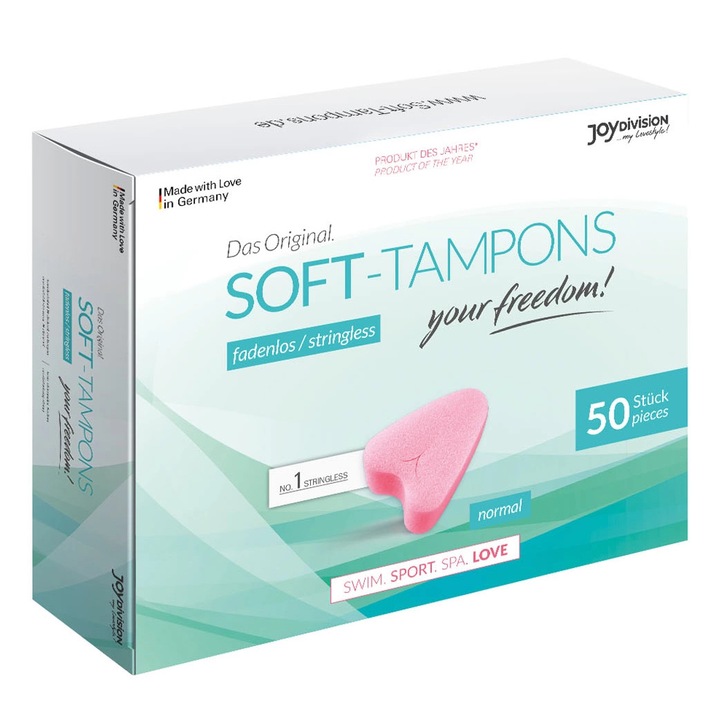 Joydivision Soft-Tampons Normal, 50 db, rózsaszín, zsinór nélküli, anatómiai, Oeko-Tex