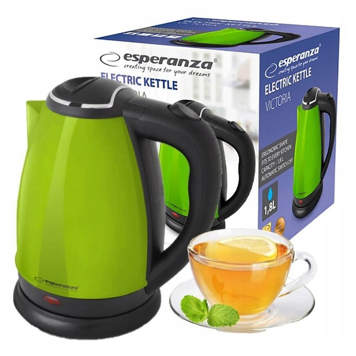 Fierbator electric, Esperanza, 1,8L, inox, 1800W, 22x21x15cm