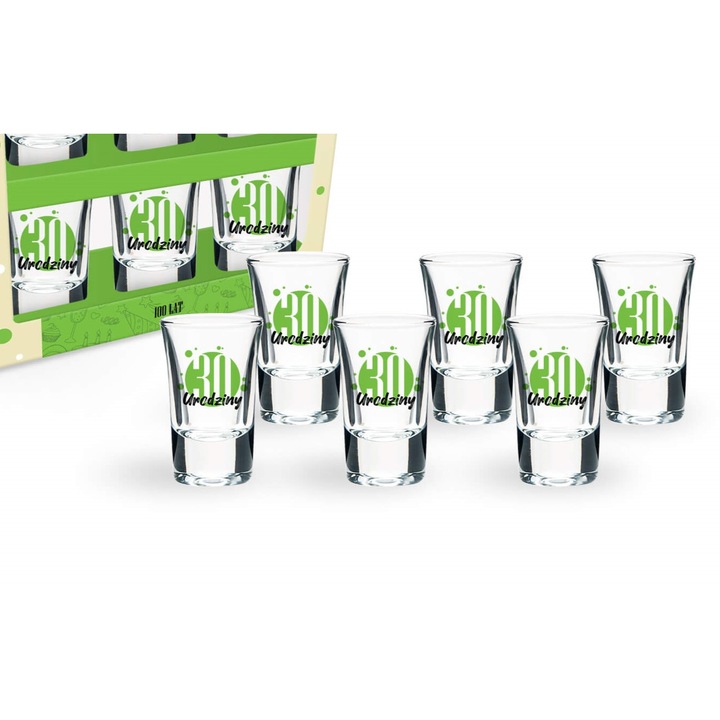 6 darabos pohárkészlet, Luka, 35ml, kiváló minőségű üveg, átlátszó