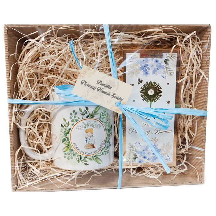 Set cana si ciocolata, luka, Pamiatka Primei Comunii, baietel