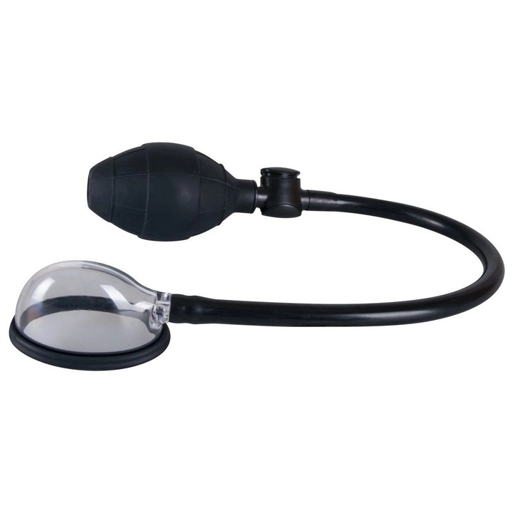 Pompa sexuala cu sistem de vid Bad Kitty, anatomica, transparenta/neagra, 30,5cm