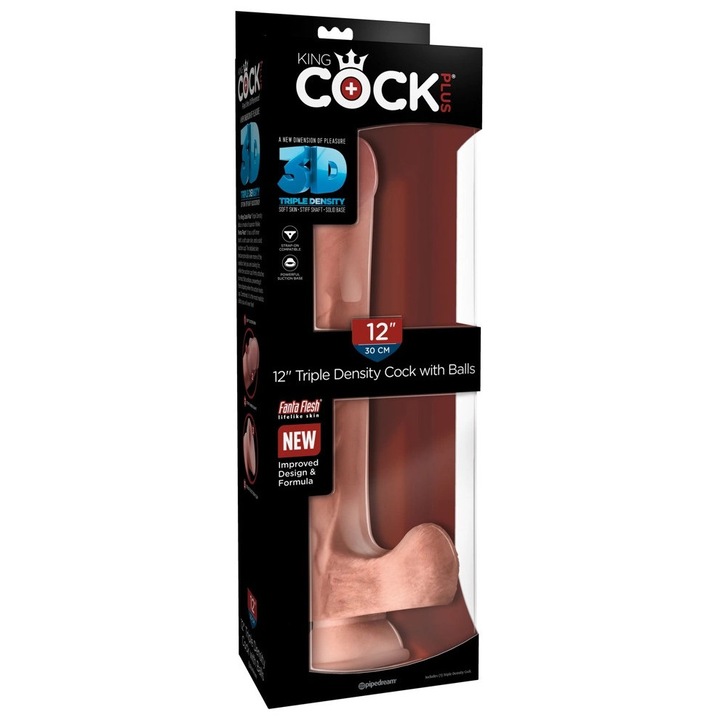 King Cock Plus, модел 30 см, TPE, светъл цвят, използваема дължина 26,7 см, диаметър 5,6 см