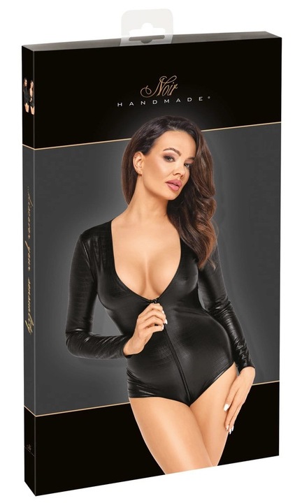 Body Noir, piele de sarpe, negru lucios, maneci lungi, M INTL