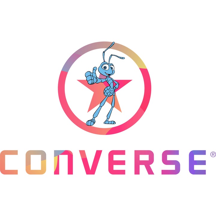 Sticker Adeziv Cu A Bugs Life, Cu Textul "Converse" - Design 2, cu Margini Albe, PVC Vinyl 90CM