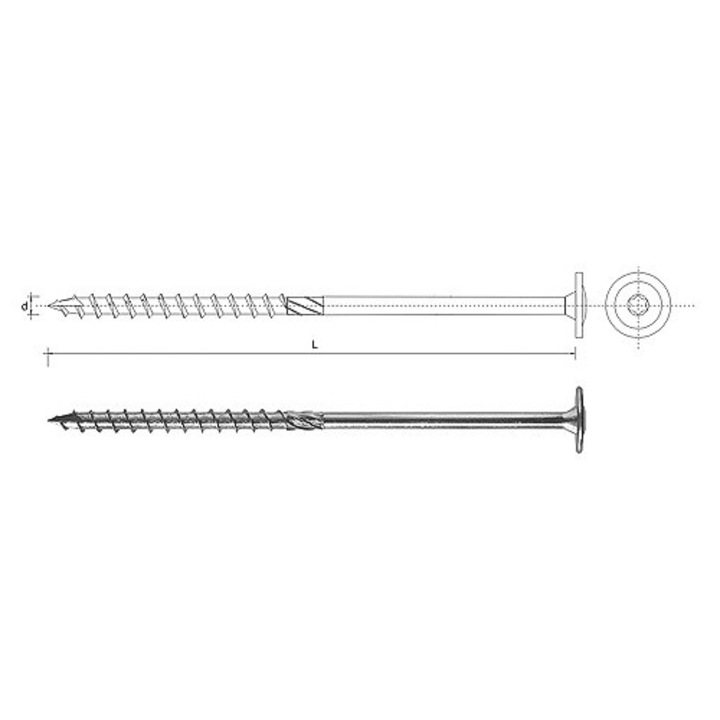 Suruburi cu colnier T-Drive, UN, 10x220mm, 50 buc, galvanizate, Torx