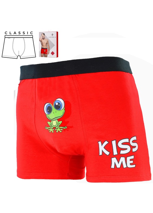 Boxeri Luka, Valentine Kiss Me, bumbac, culoare rosu, XL INTL