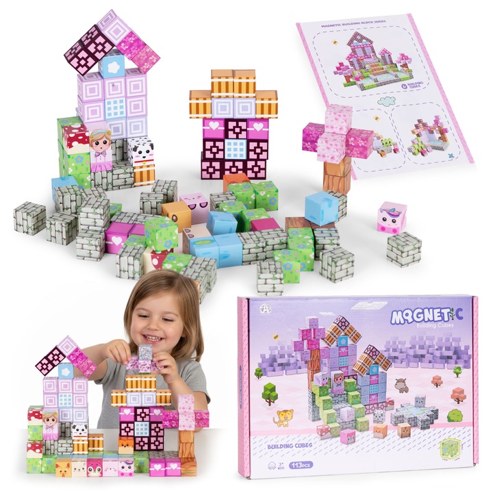 Set de constructie, MULTISTORE, 113 elemente, 2x2x2cm, pentru copii peste 3 ani, colorat
