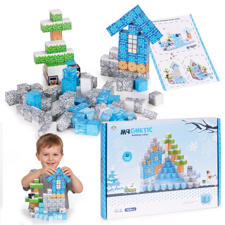 Set de constructie, MULTISTORE, 124 elemente, 2x2x2cm, pentru copii peste 3 ani, colorat