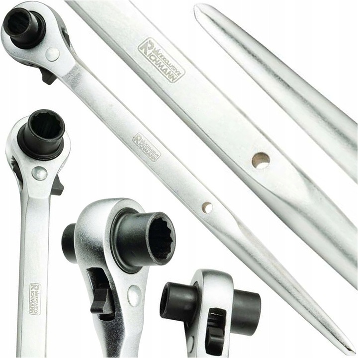 Kétvégű racsnis kulcs 17x19 mm, CR-V acél