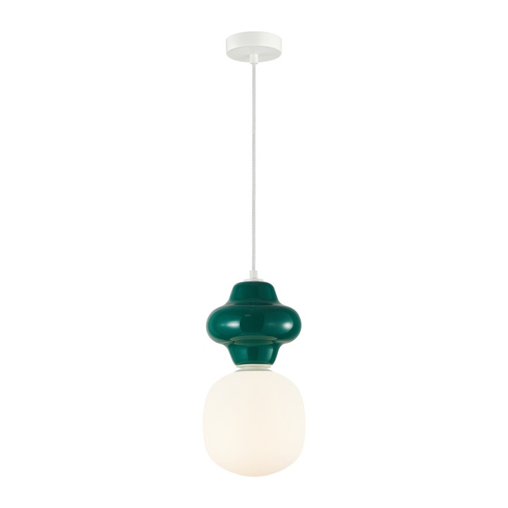 Lampa suspendata, Italux, verde si alb mat, 40W, 18x18x36.5cm