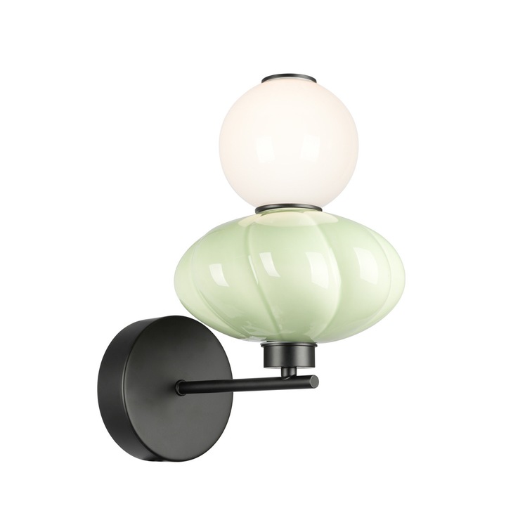 Aplica Tordi, zöld és matt fehér, 34.6x34.6cm, integrált LED, 8W