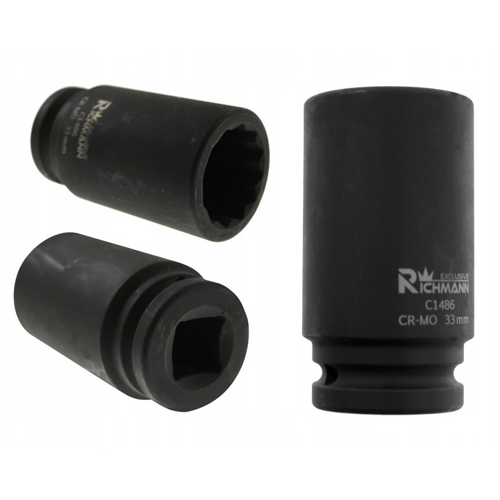 Hosszú ütvecsavarozó dugókulcs 3/4" 23mm, Richmann, 12-szögű, Cr-Mo acél