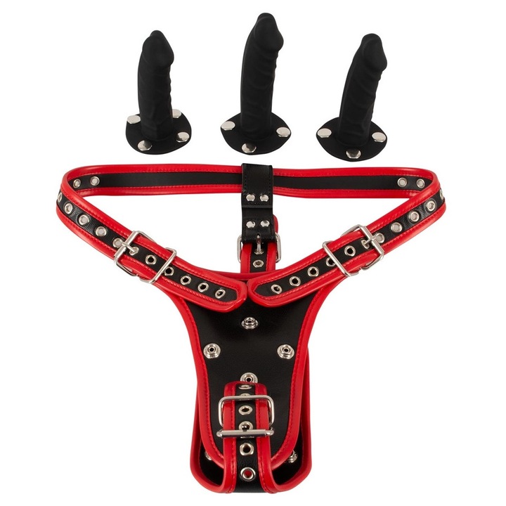 Set Strap-On Bad Kitty, 2XL, Negru, Regabil