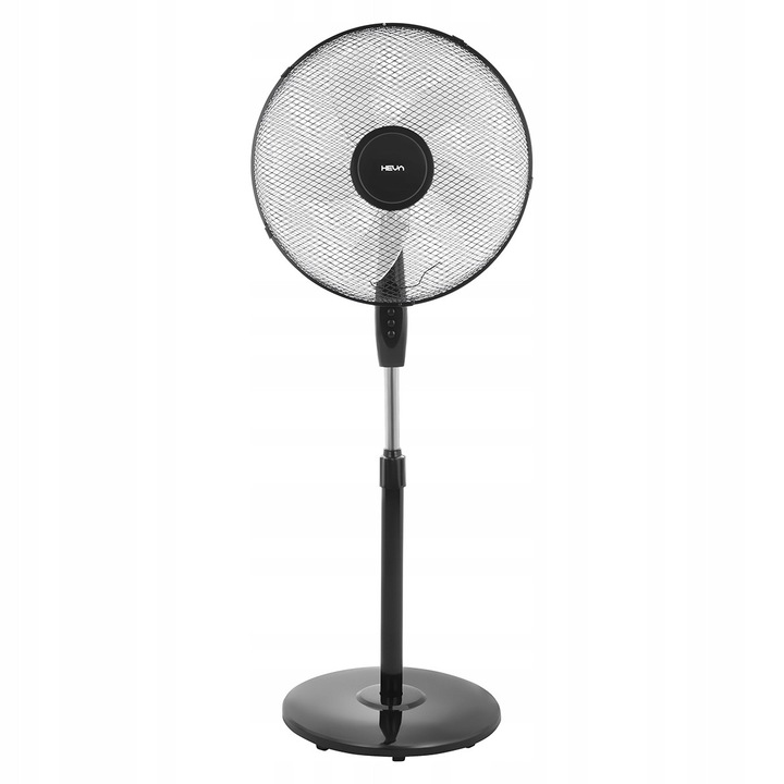 Ventilator de podea HEVA NOA, 5 palete, 3 viteze, oscilare 65°, negru, 100-120cm