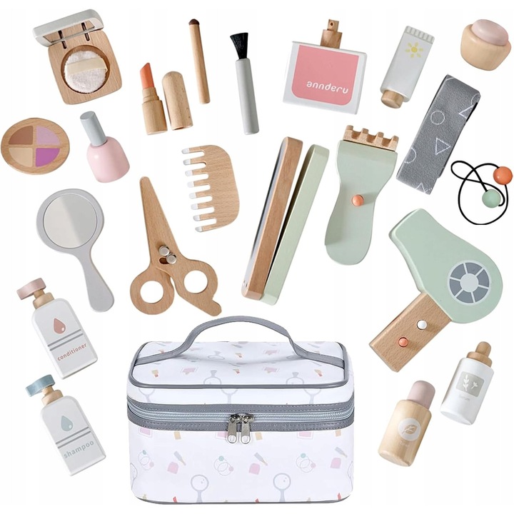 Set frizerie si machiaj pentru copii, Luka, 23 elemente, cosmetice, multicolor