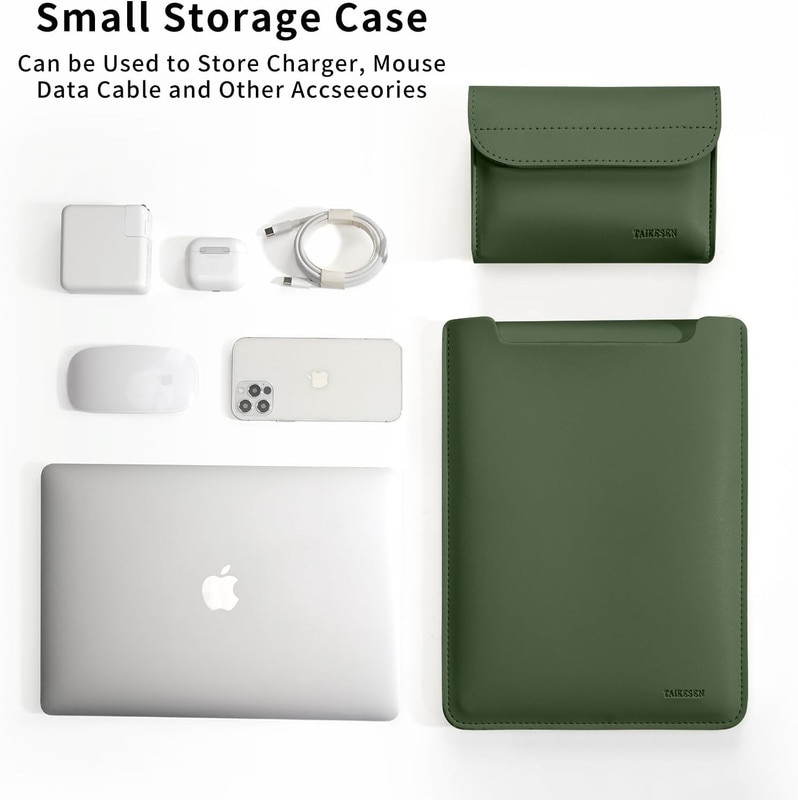 Husa pentru laptop de 15,6 inchi, geanta de computer compatibila cu Acer Aspire/Predator de 15,6 inchi, Inspiron, ASUS Dell Notebook, HP Pavilion, IdeaPad 330, ThinkPad E590, Chromebook, geanta din PU cu husa mica, verde paun