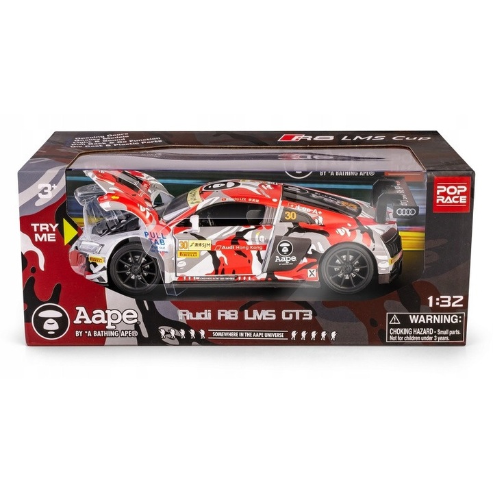 RMZ Audi R8 LMS GT3 FIA GT World Cup Macau 2015 modellautó, fény- és hangeffektekkel, 18.5x7.5x9 cm, 1:32