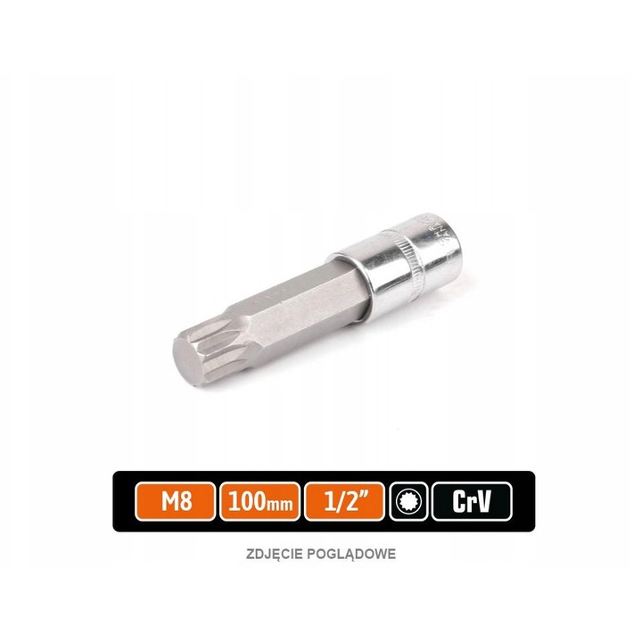 Cricheta tubulara SPLINE 1/2", 100 mm / M8