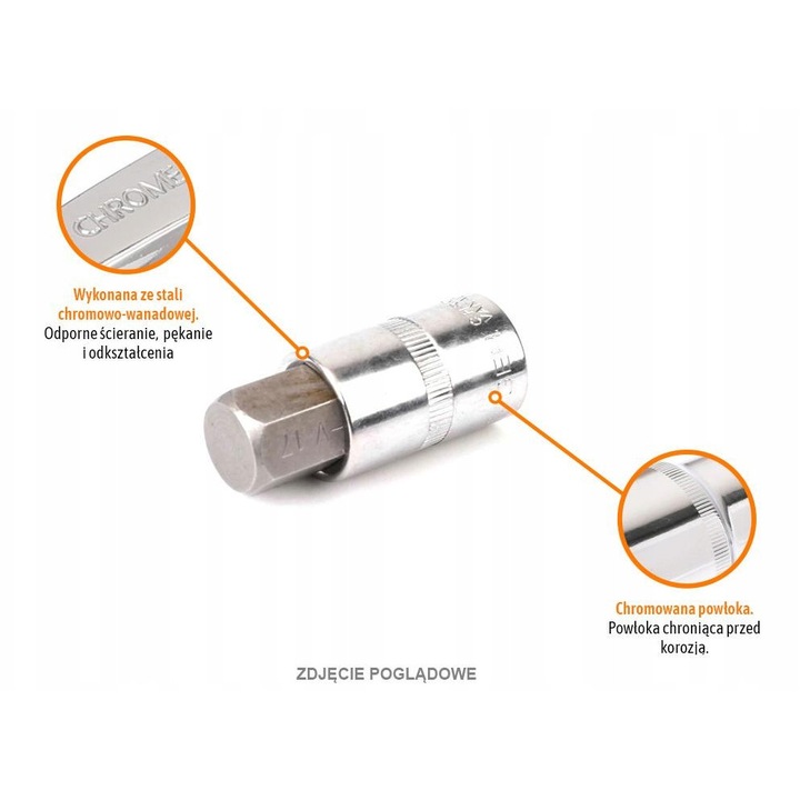 Cricheta tubulara 1/2" cu bit HEX 55 mm/H12