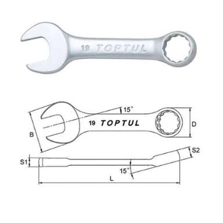 Cheie tubulara scurta 11 mm, 99 mm lungime, finish lucios, Cr-V