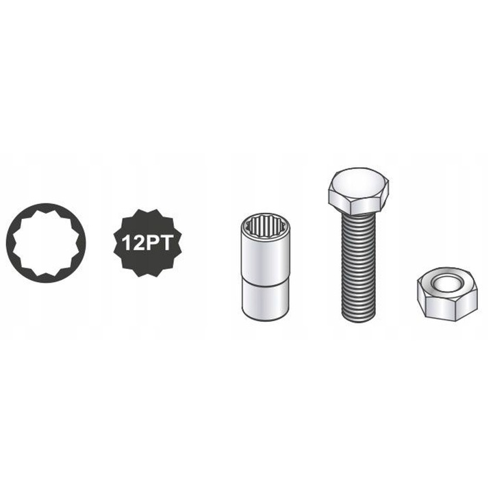 Cric 12-unghiular 3/8", 10 mm, 50 mm, Toptul