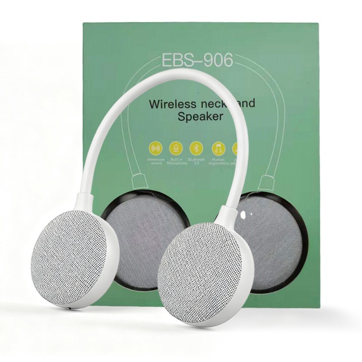 Boxa Bluetooth Portabilă Albă, 600mAh, IPX5, cu Carabinieră și Lumini LED, Super Bass, Microfon, Difuzor Audio Compact