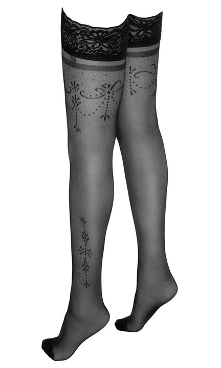 Cottelli Legwear harisnya, csipkés, mintás, fekete, M