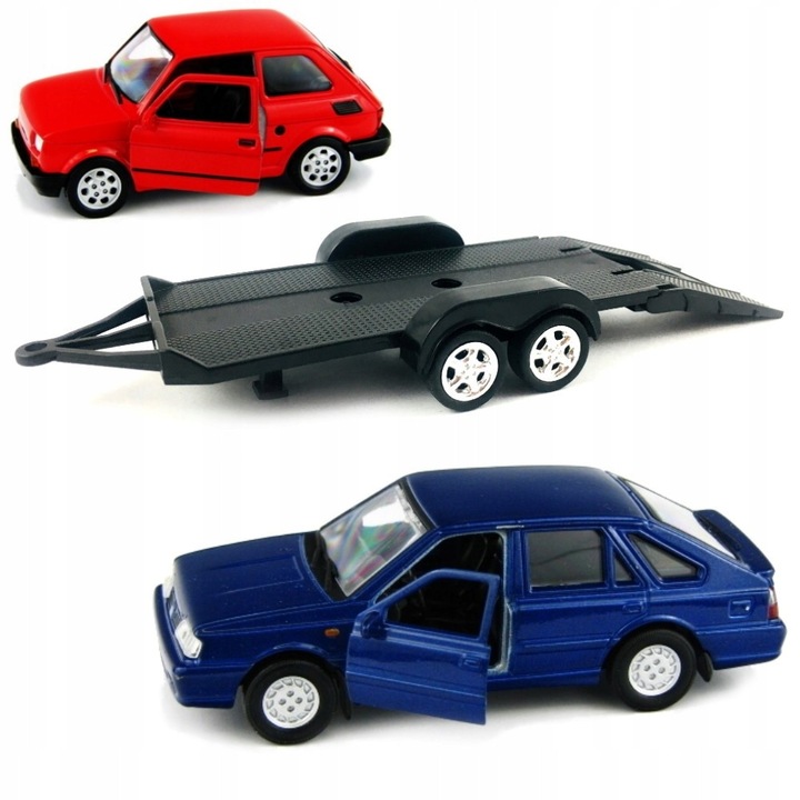 Set Masinute Polonez si Fiat 126p pe Platforma Welly 1:34