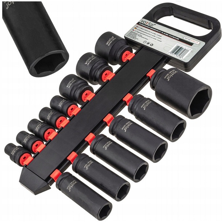 Комплект дълги ударни вложки 1/2" 10-36мм 6P CR-MO 14 бр.