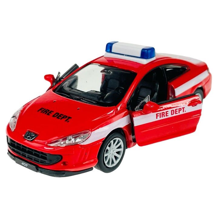 Masinuta Metalica Pompieri Peugeot 407 Coupe Welly 1:34