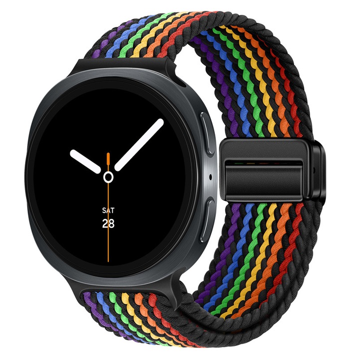 Mágneses szíj kompatibilis Samsung Galaxy Watch 8 / Watch 8 Classic, XONGSOR®, Unisex fonott rugalmas karkötő, Állítható méret, Modern és kényelmes stílus, Fekete