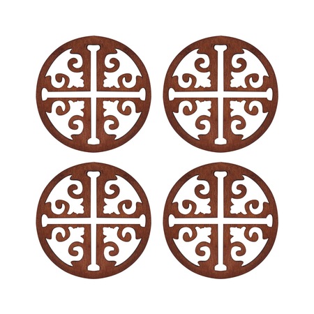 Suporturi bauturi set 4 buc, design rustic, din lemn, izolatie termica ...