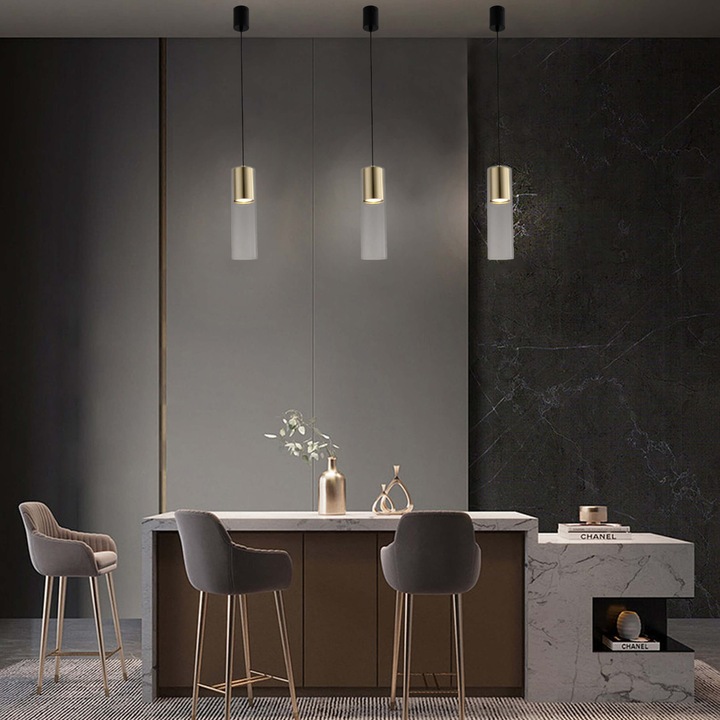 Pendul suspendat LIGHT PRESTIGE Manacor, 1 x GU10, auriu, 7x7x150cm