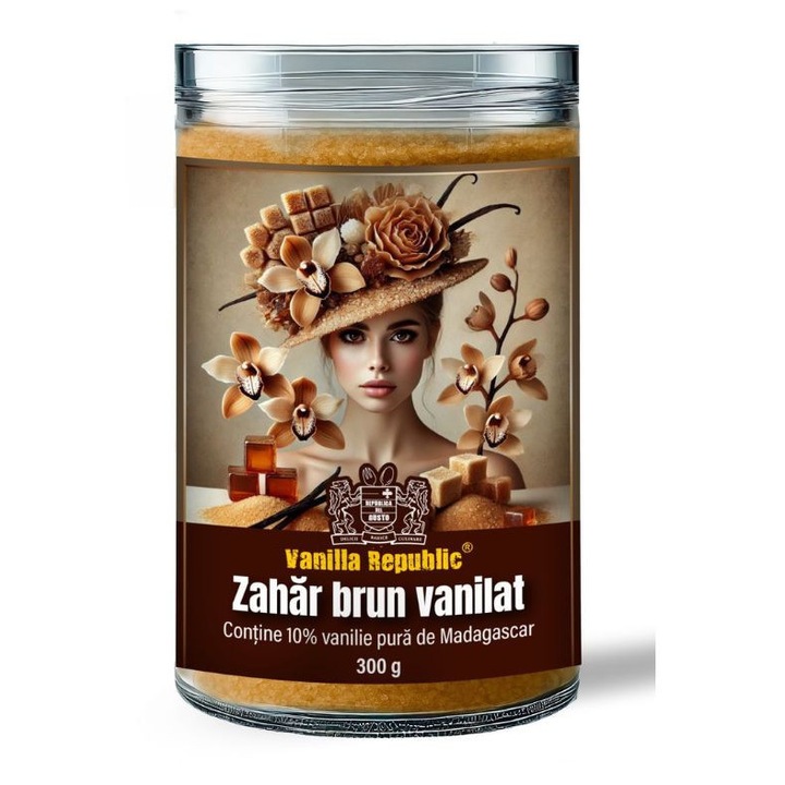 Zahar Brun Vanilat cu vanilie puda Madagascar, Vanilla Republic, 300g