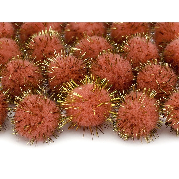 Set pomponi plusati, Party deco, portocalii, 20 buc, diametru 2cm