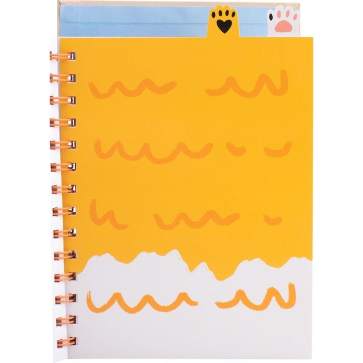 Caiet A5 GDD, 80 foi, multicolor, cu coperti rigide si separatoare in forma de labute de pisica si caine