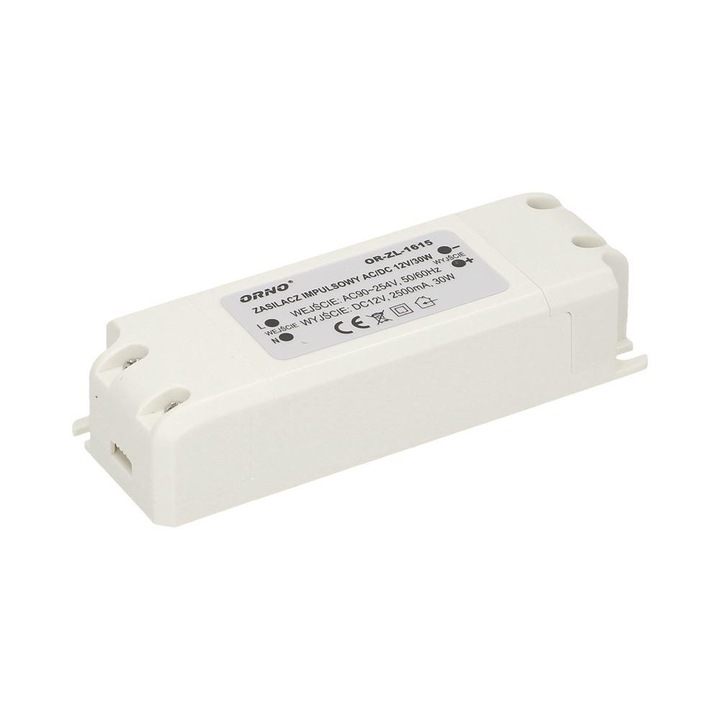 LED tápegység 30W, Orno, 12V DC, IP20, 120x28x42mm