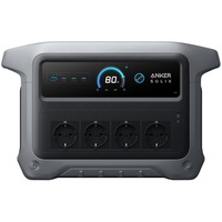 Statie de incarcare portabila solara Anker Solix C1000X Generatia 2, 1056Wh, 2000W, LiFeP04, UPS, 4 prize, afisaj LED, USB-C, USB-A, incarcare la priza, panou solar, Gri