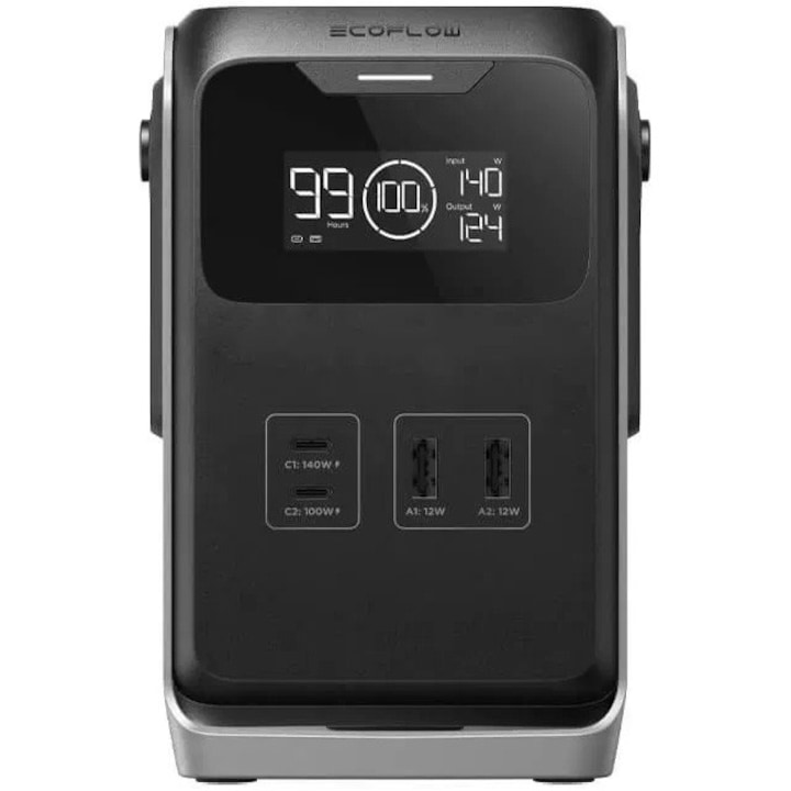 Statie portabila de alimentare EcoFlow Trail 200 DC, 192Wh, 60K mAh, afisaj LCD, USB-C, USB-A, port solar si auto