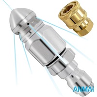 Duza pentru desfundat tevi canalizare, inalta presiune - otel inoxidabil, conexiune rapida 1/4 inch, Anmai, Negru/Argintiu